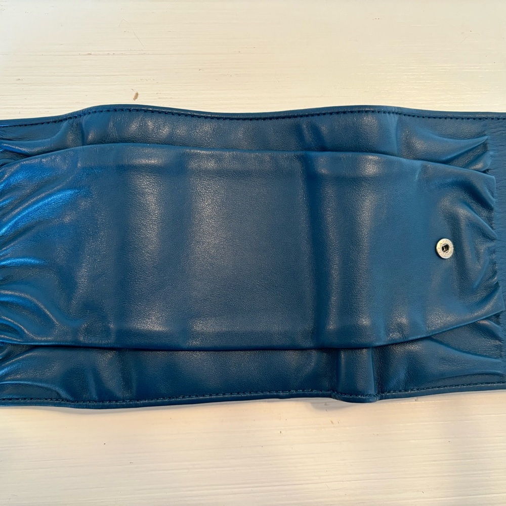 Furla Blue Leather Wallet with Ruched Design - Picture 4 of 5